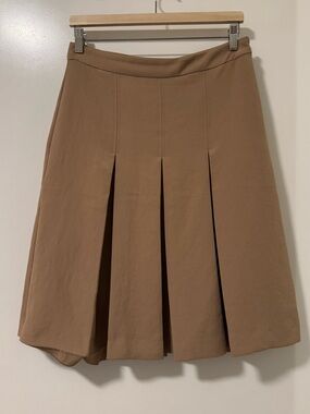 Wilfred Aritzia Camel Box Pleated Midi Skirt 6